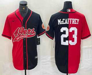 Men%27s San Francisco 49ers #23 Christian McCaffrey Red Black Two Tone Cool Base Stitched Baseball Jersey